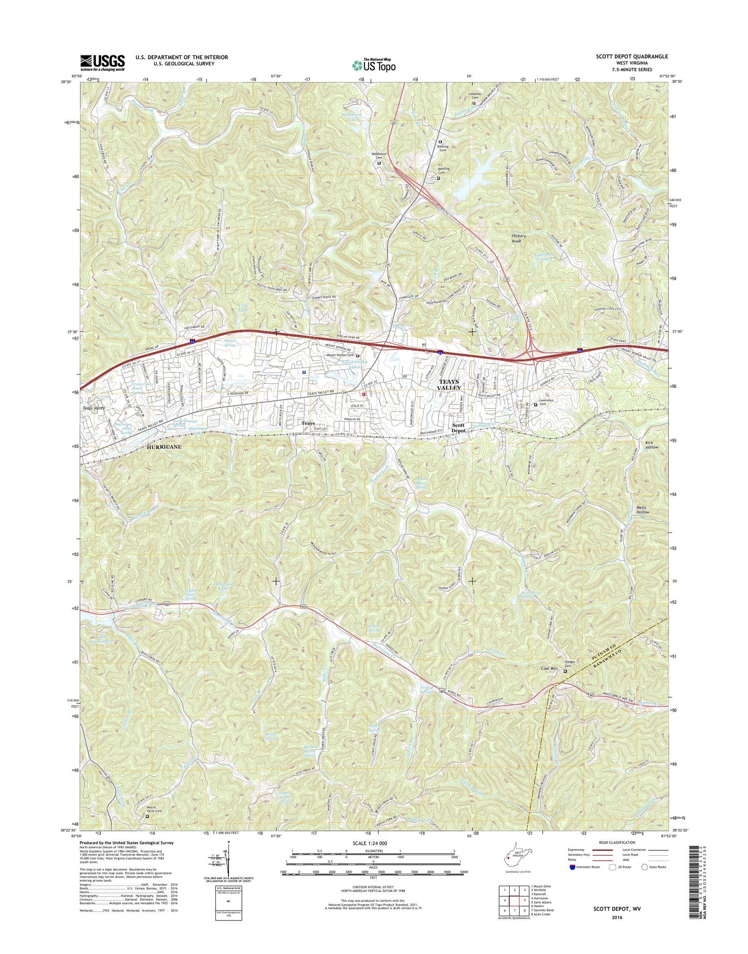 Scott Depot West Virginia US Topo Map Image