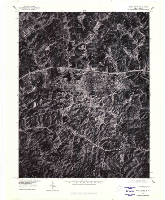 Classic USGS Scott Depot West Virginia 7.5'x7.5' Topo Map Image
