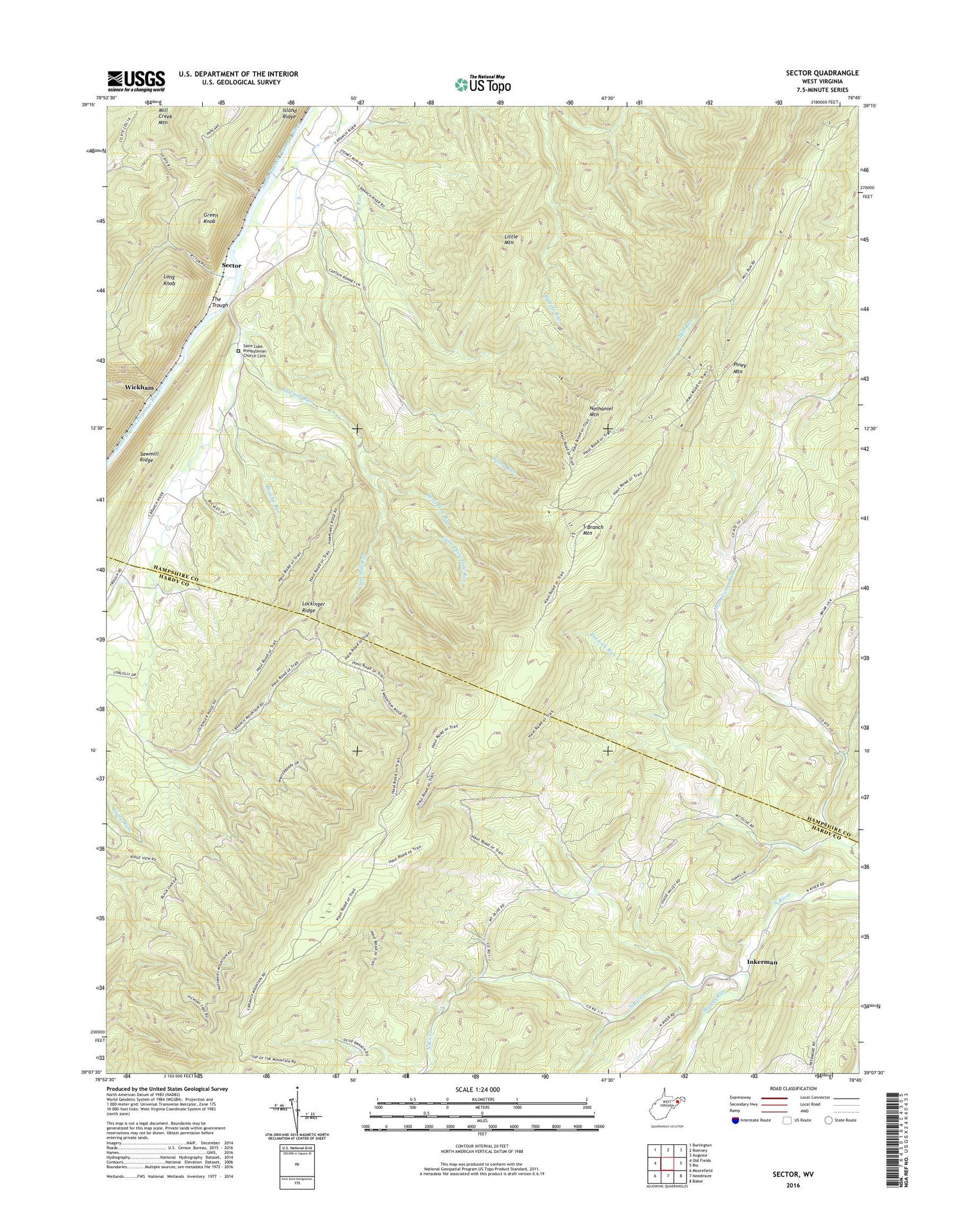 Sector West Virginia US Topo Map Image