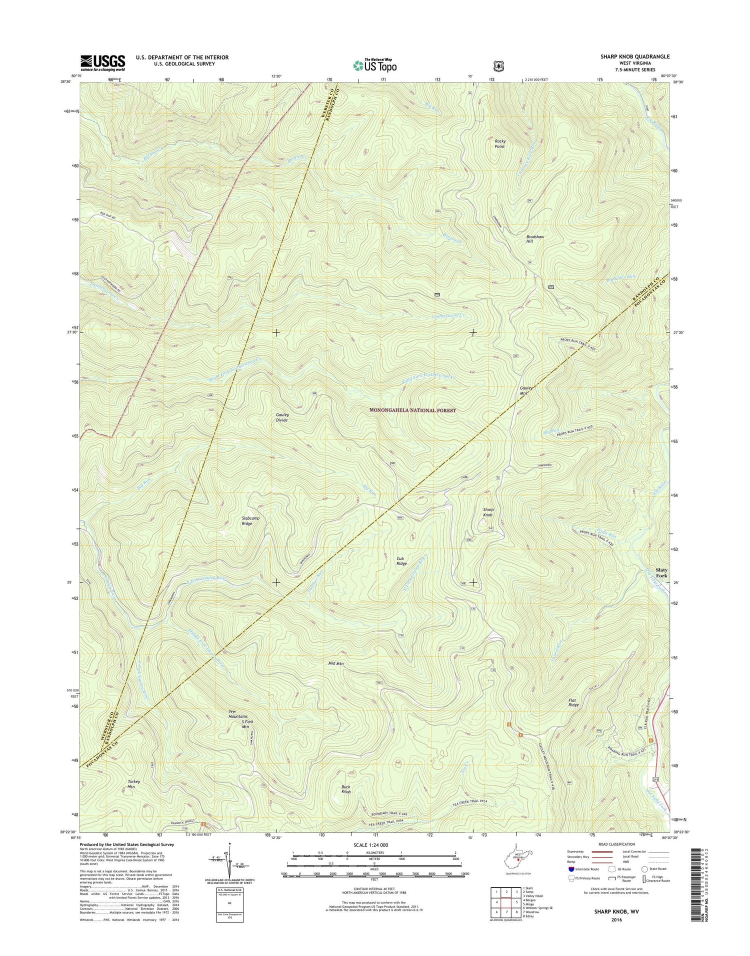 Sharp Knob West Virginia US Topo Map Image
