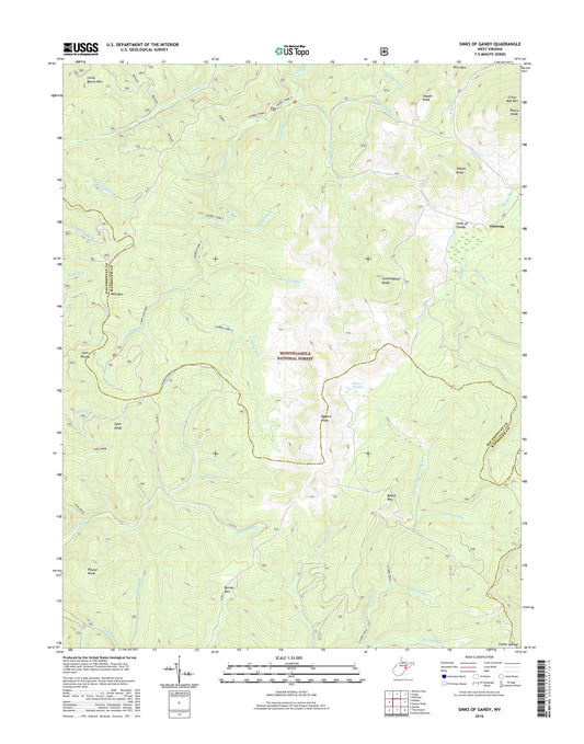 Sinks of Gandy West Virginia US Topo Map Image