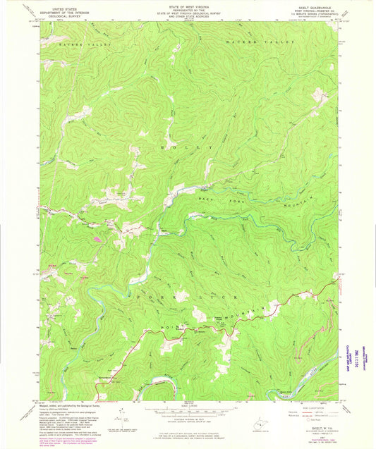 Classic USGS Skelt West Virginia 7.5'x7.5' Topo Map Image