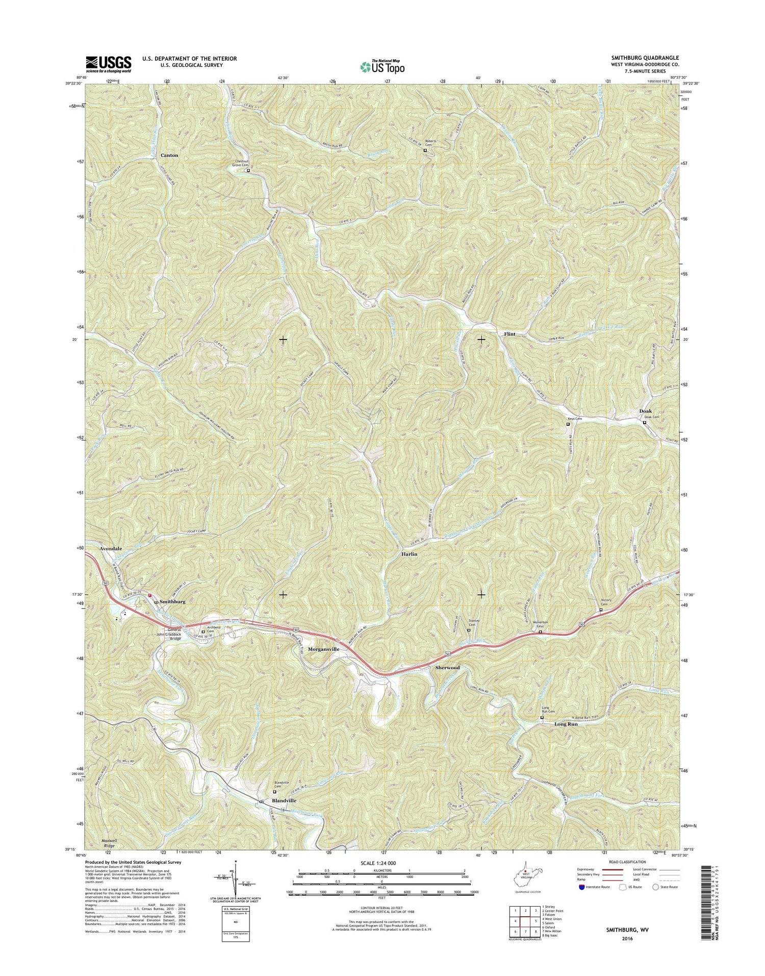 Smithburg West Virginia US Topo Map Image