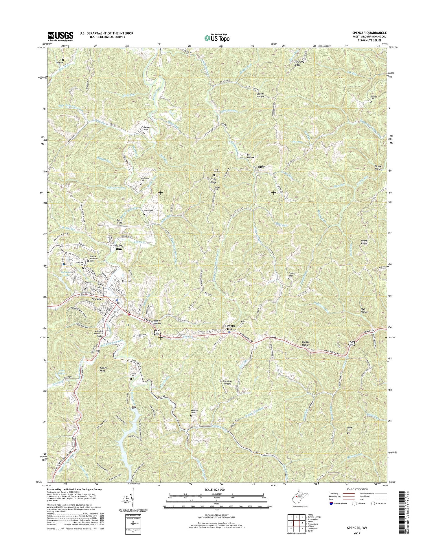 Spencer West Virginia US Topo Map Image