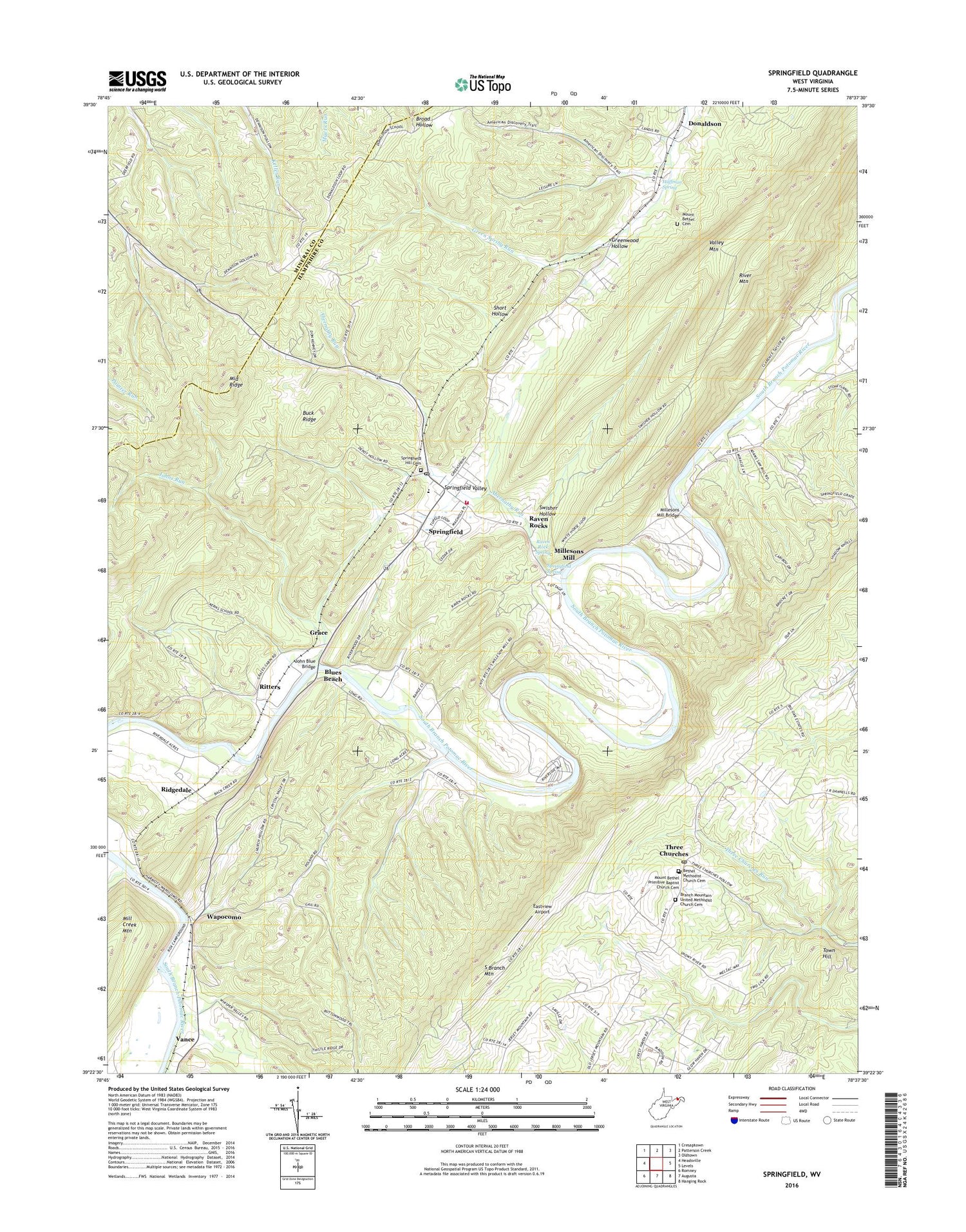 Springfield West Virginia US Topo Map Image