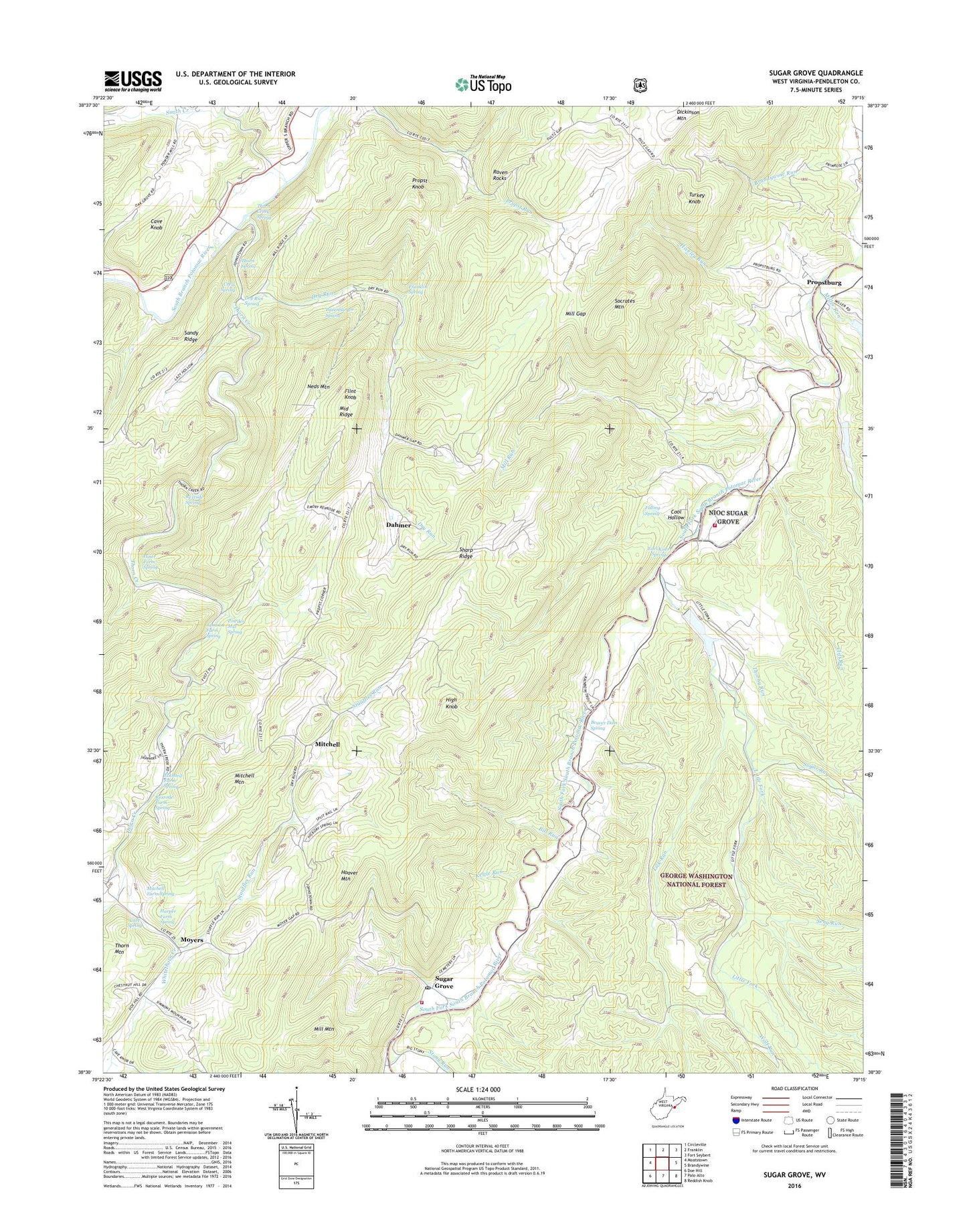 Sugar Grove West Virginia US Topo Map Image