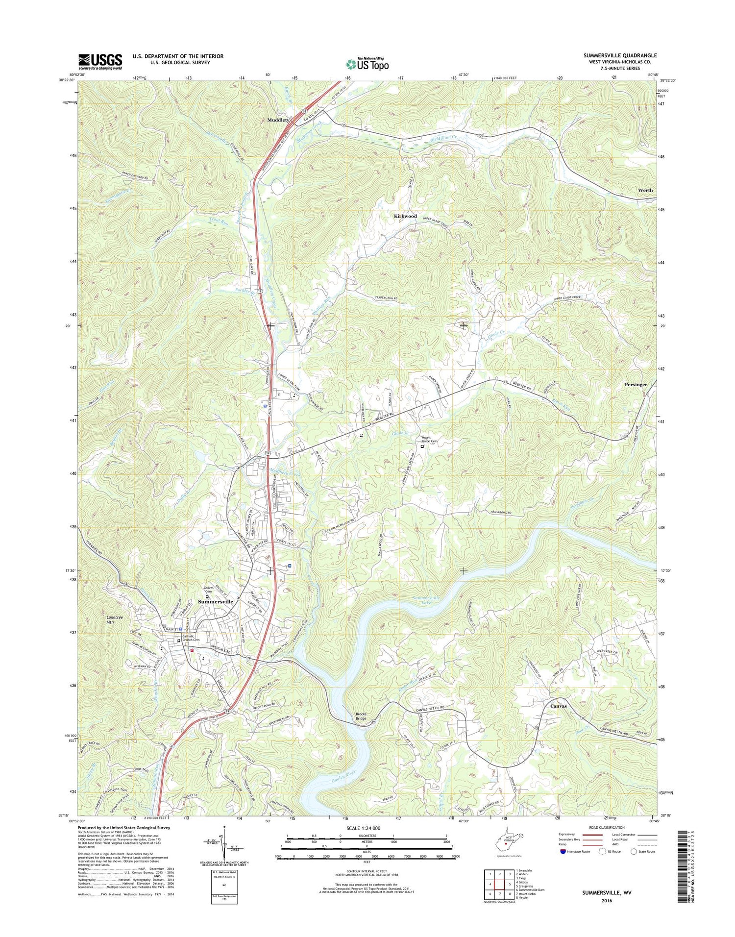 Summersville West Virginia US Topo Map Image