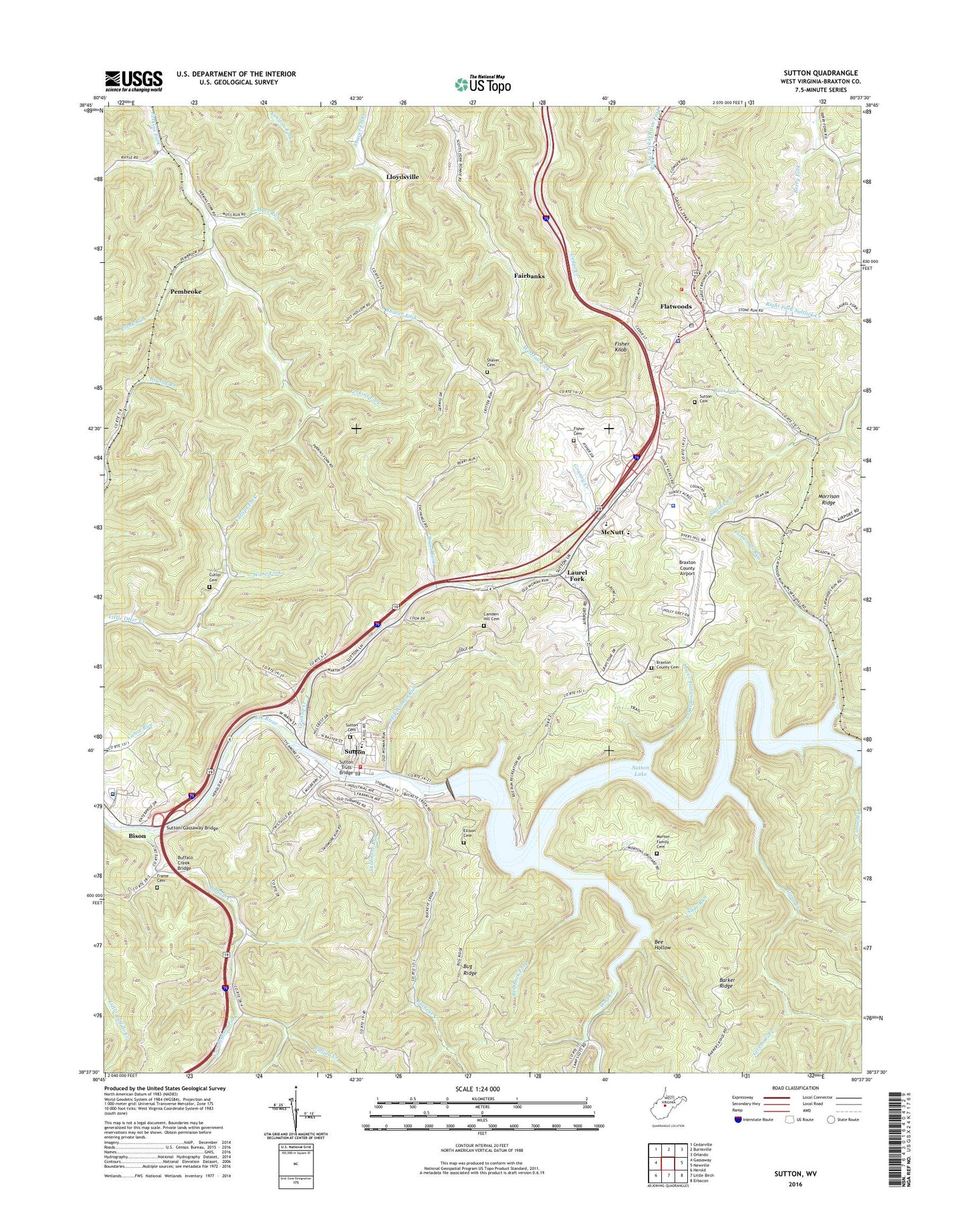 Sutton West Virginia US Topo Map Image
