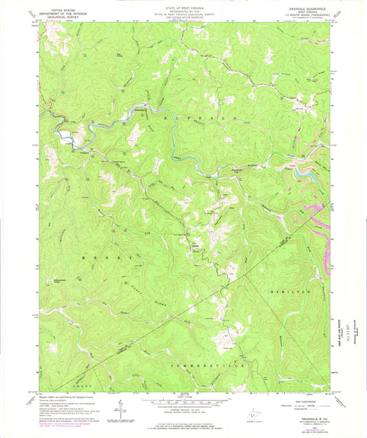 Classic USGS Swandale West Virginia 7.5'x7.5' Topo Map Image