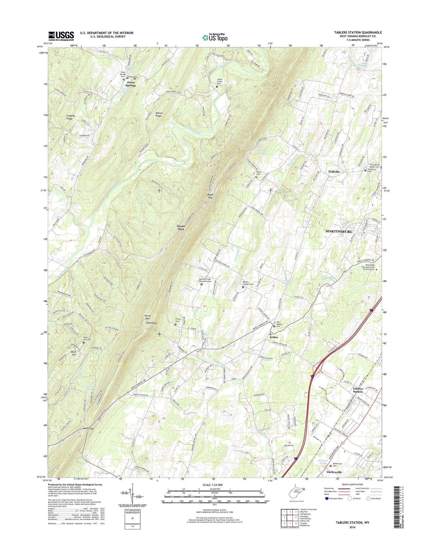 Tablers Station West Virginia US Topo Map Image