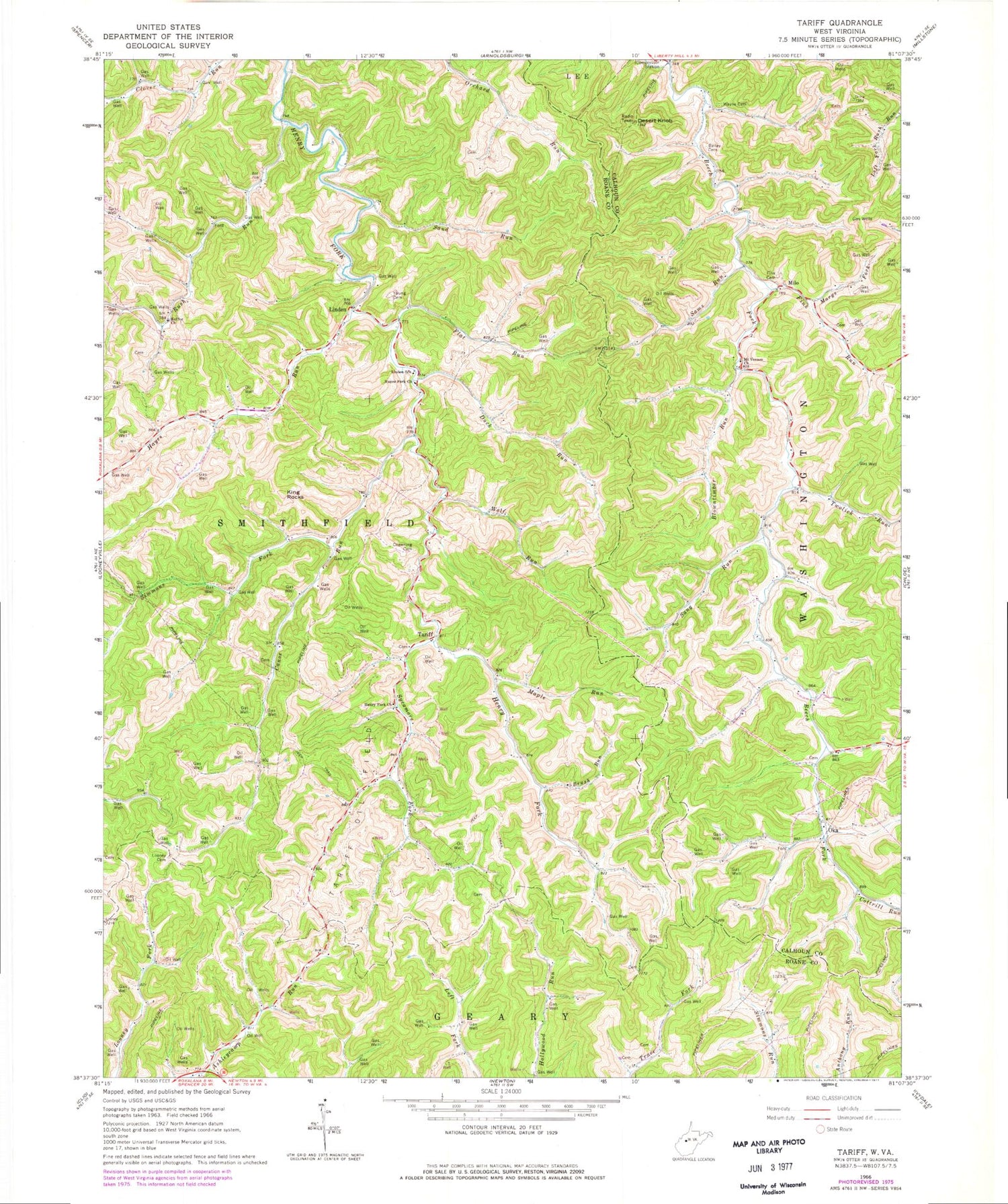 Classic USGS Tariff West Virginia 7.5'x7.5' Topo Map Image