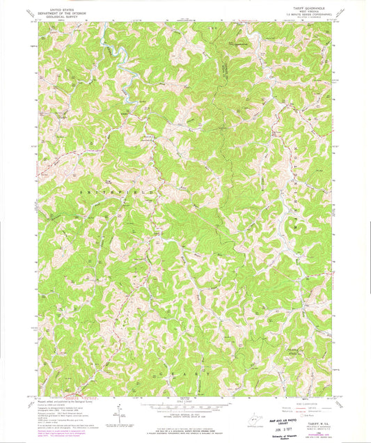 Classic USGS Tariff West Virginia 7.5'x7.5' Topo Map Image