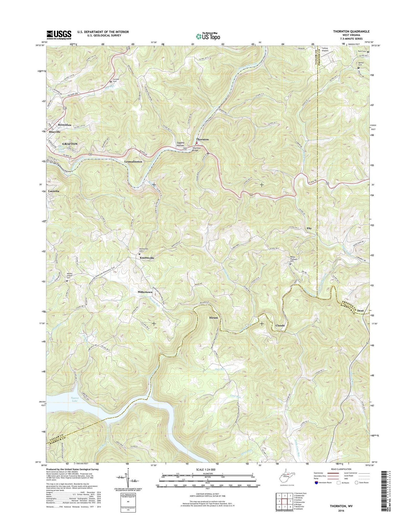 Thornton West Virginia US Topo Map Image