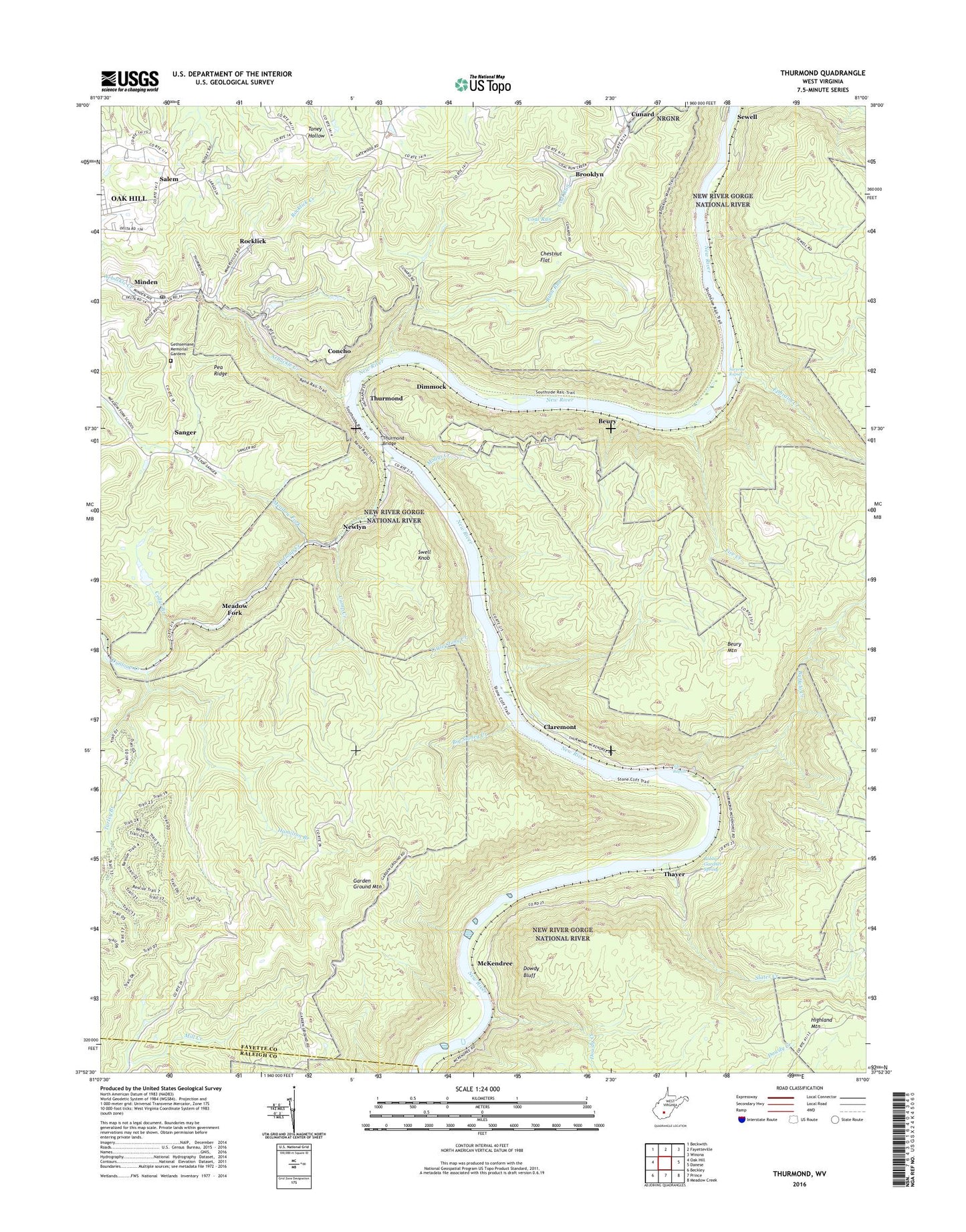 Thurmond West Virginia US Topo Map Image