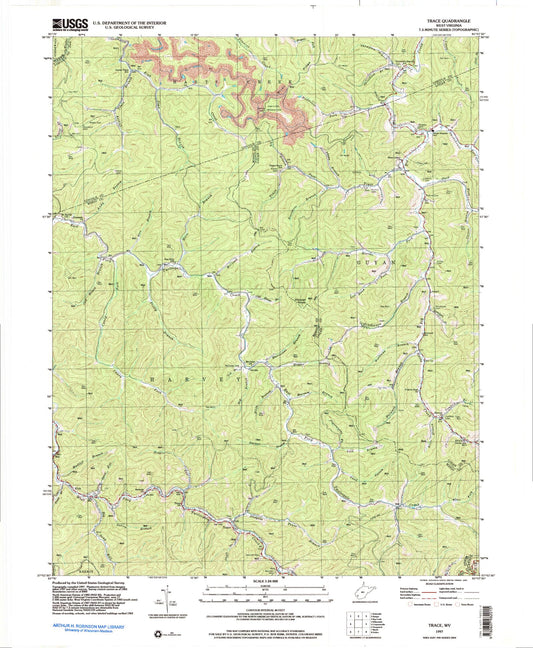 Classic USGS Trace West Virginia 7.5'x7.5' Topo Map Image