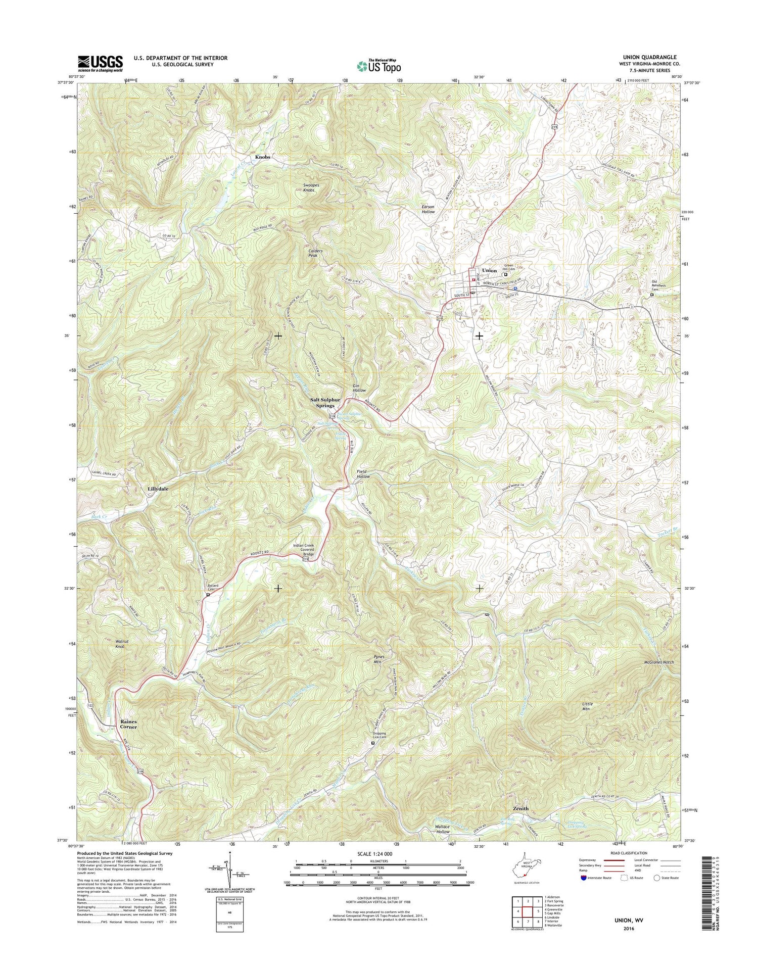 Union West Virginia US Topo Map Image