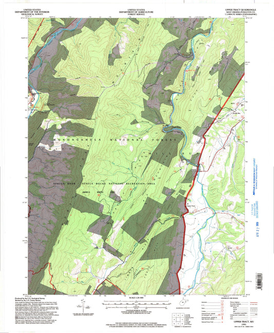Classic USGS Upper Tract West Virginia 7.5'x7.5' Topo Map Image