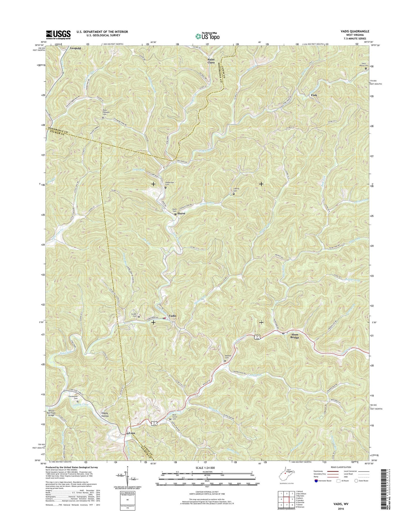 Vadis West Virginia US Topo Map Image
