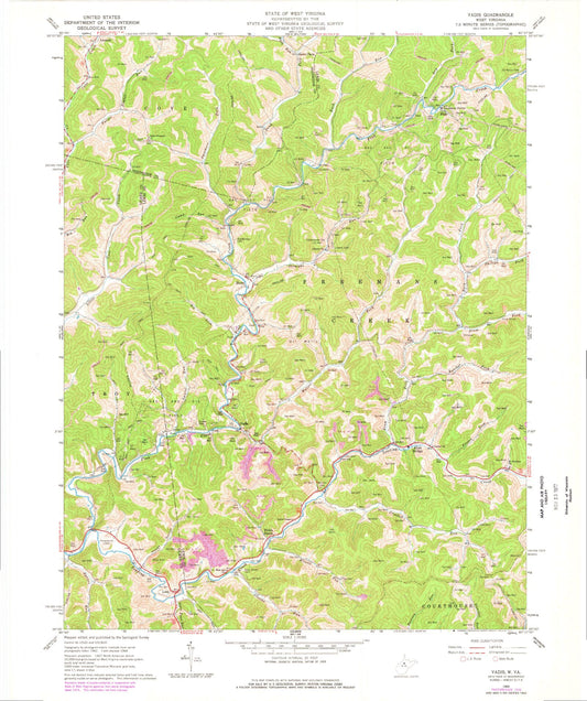Classic USGS Vadis West Virginia 7.5'x7.5' Topo Map Image