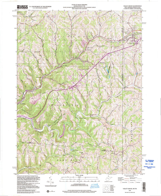 Classic USGS Valley Grove West Virginia 7.5'x7.5' Topo Map Image