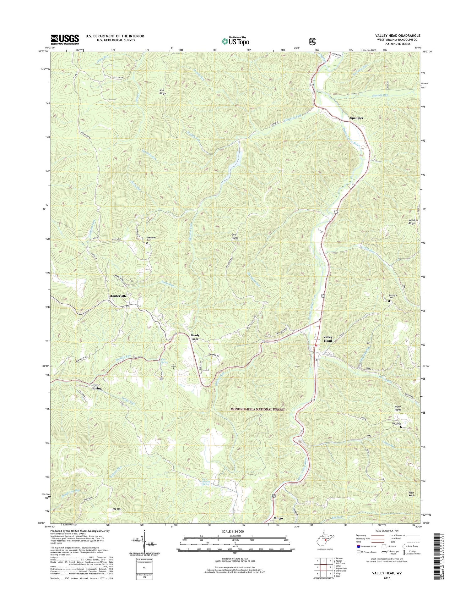 Valley Head West Virginia US Topo Map Image