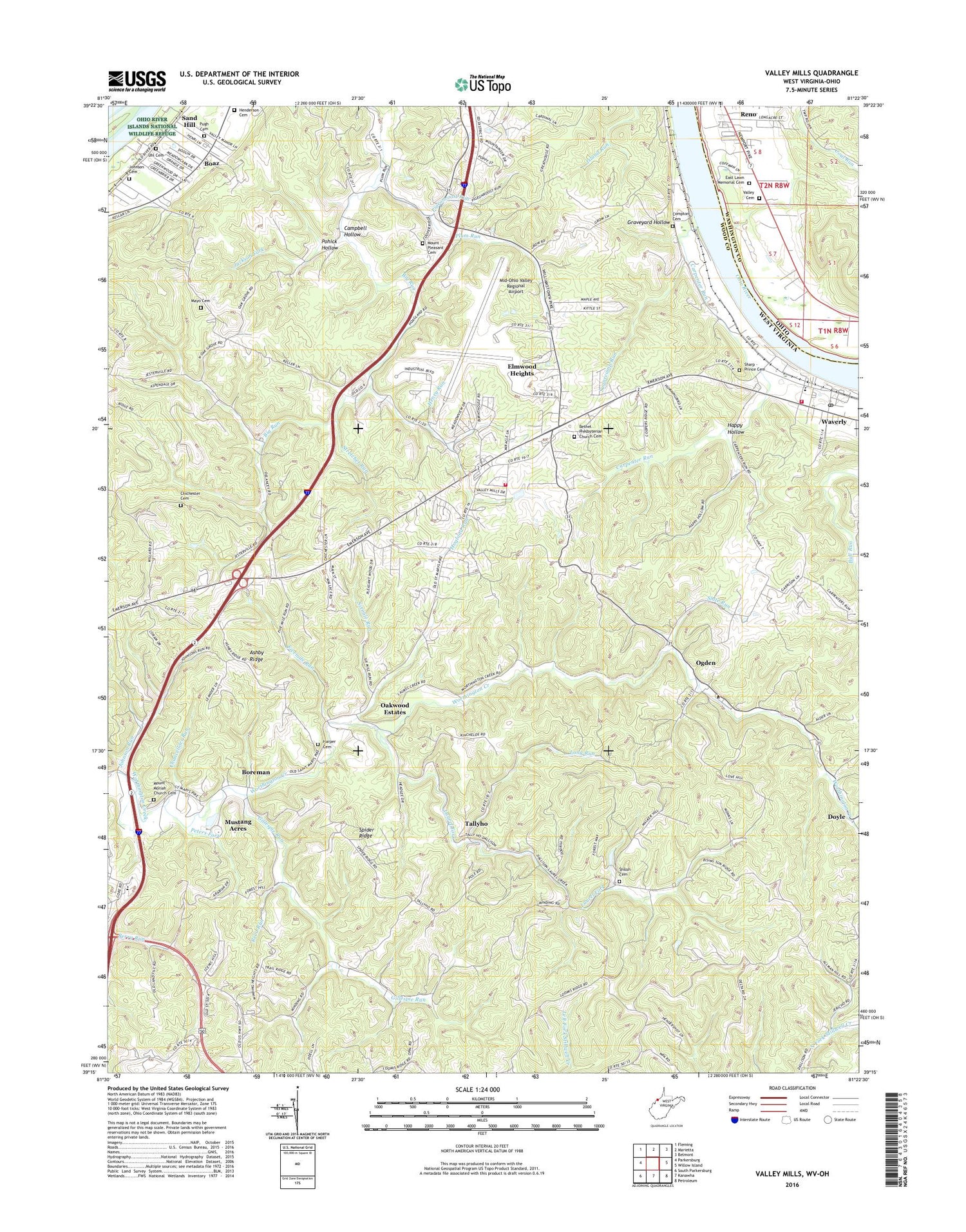 Valley Mills West Virginia US Topo Map Image