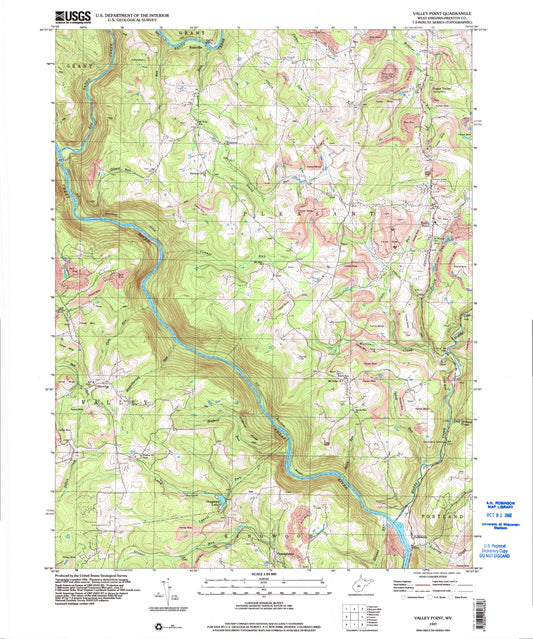 Classic USGS Valley Point West Virginia 7.5'x7.5' Topo Map Image