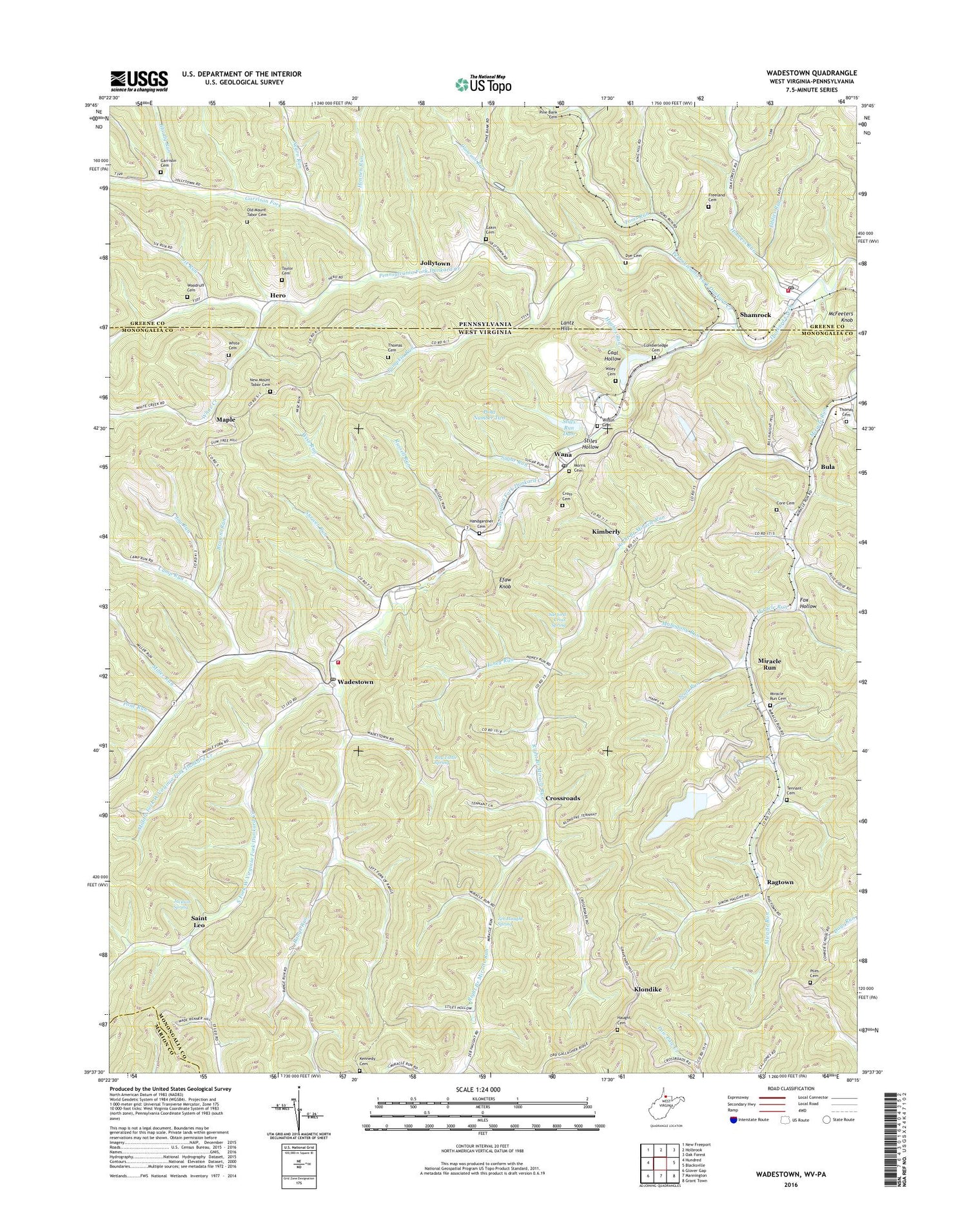 Wadestown West Virginia US Topo Map Image