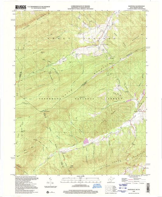 Classic USGS Waiteville West Virginia 7.5'x7.5' Topo Map Image