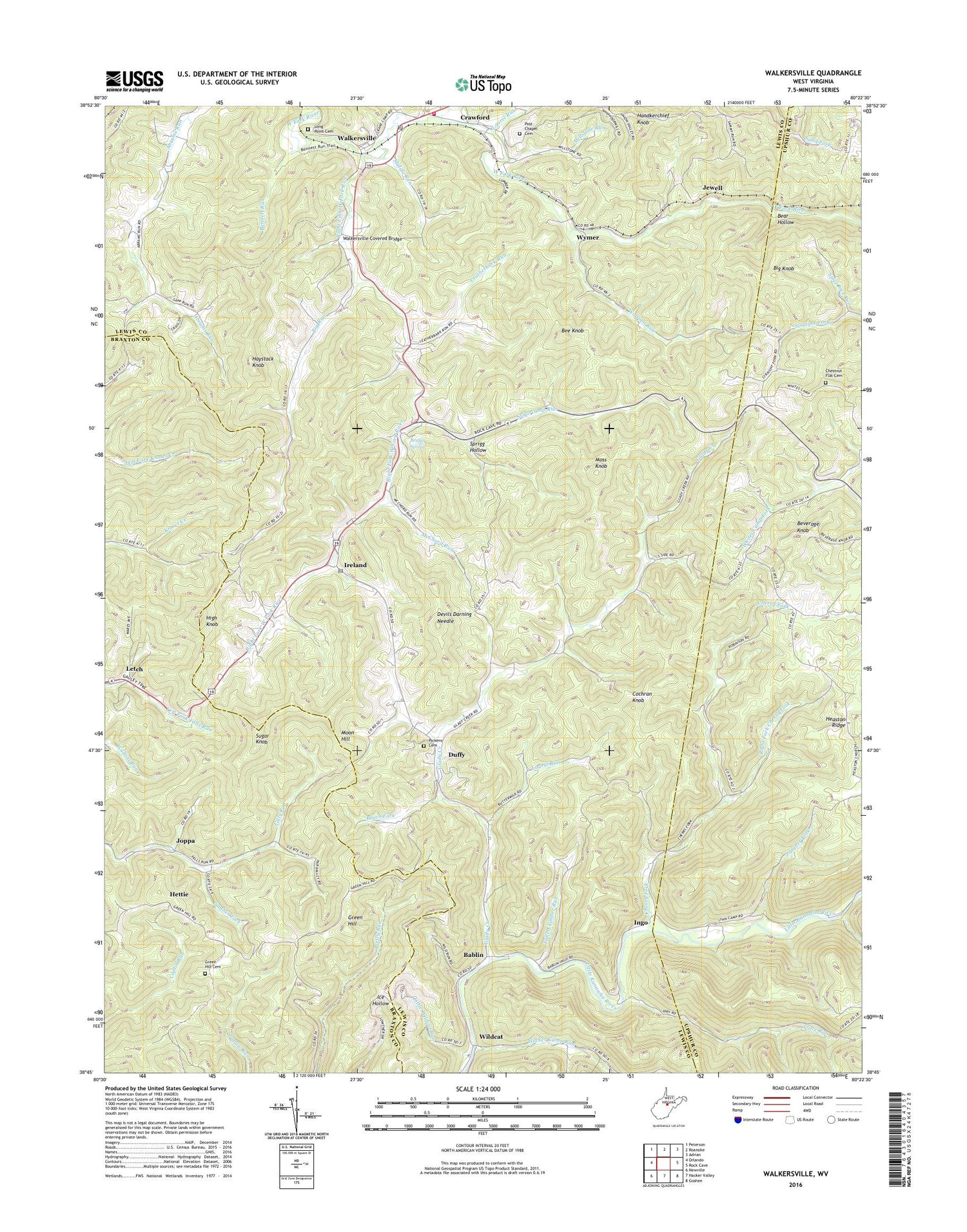Walkersville West Virginia US Topo Map Image