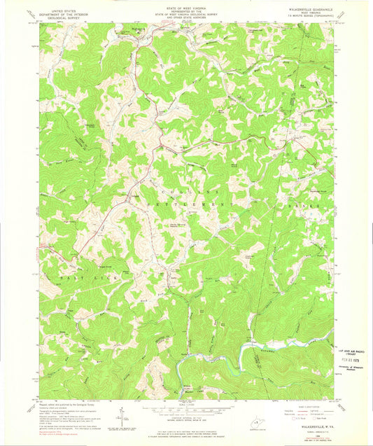 Classic USGS Walkersville West Virginia 7.5'x7.5' Topo Map Image