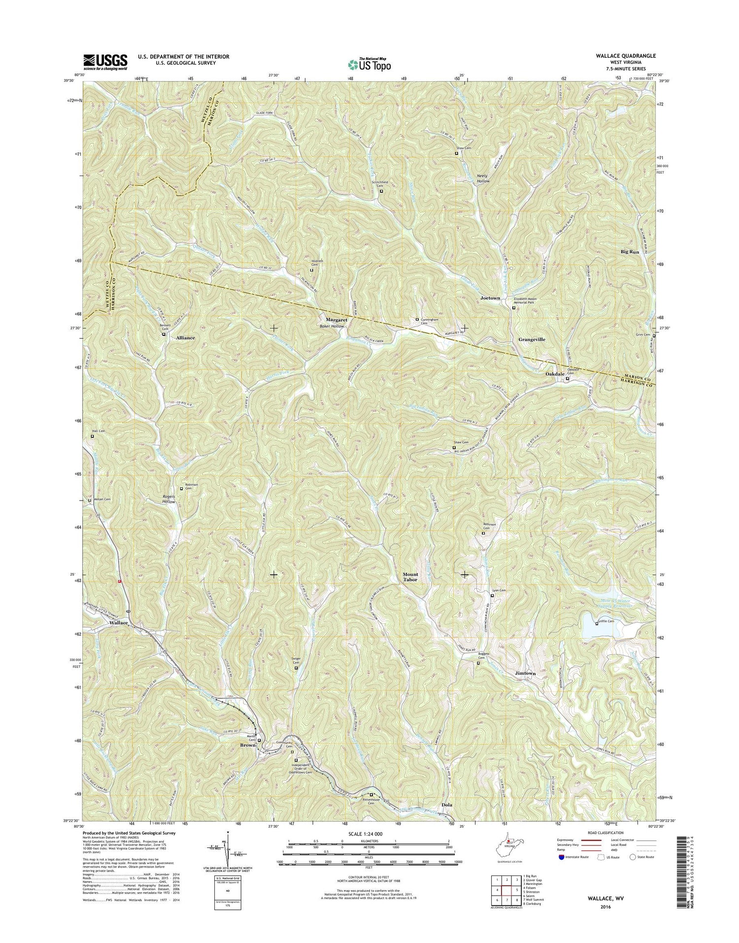 Wallace West Virginia US Topo Map Image