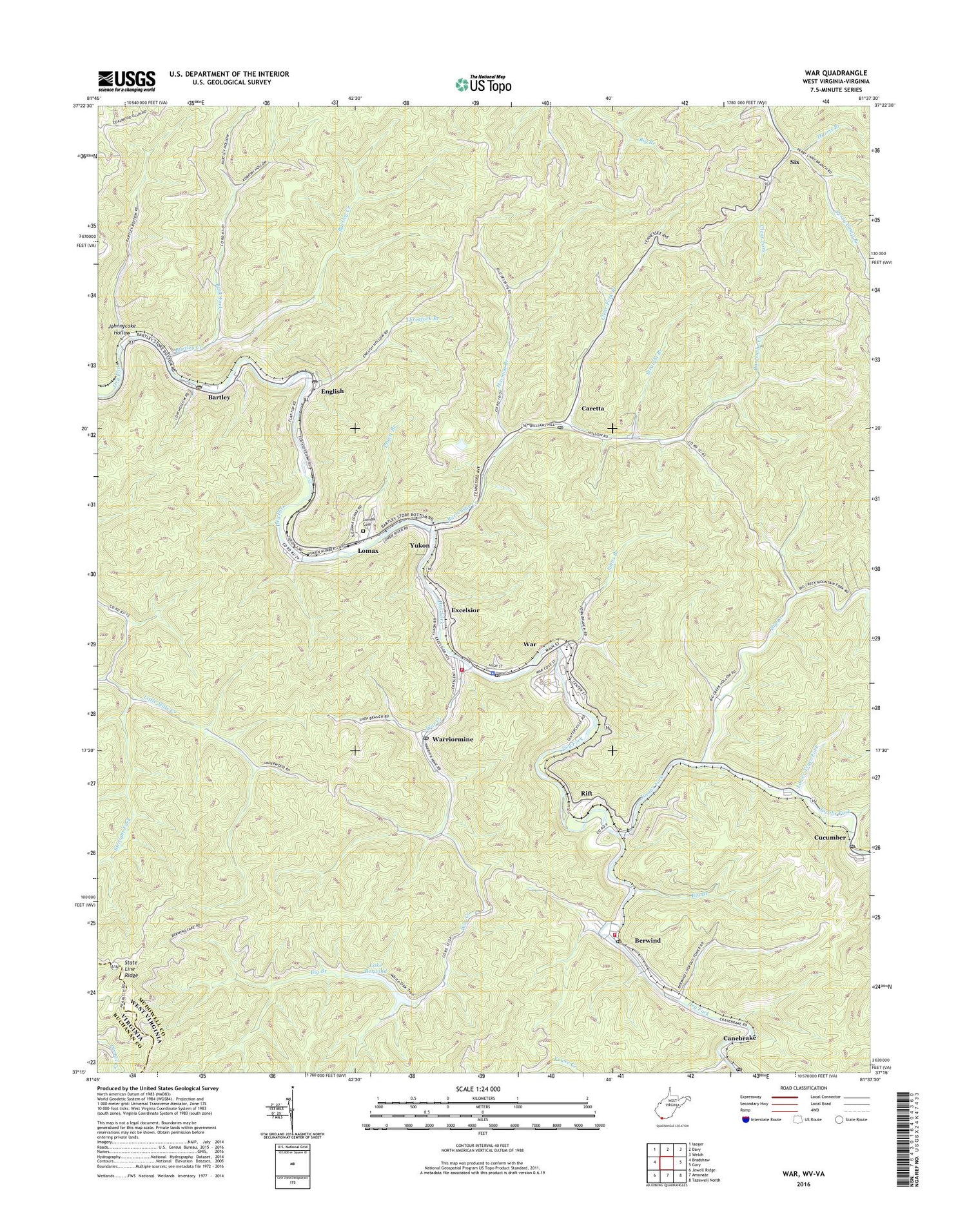 War West Virginia US Topo Map Image