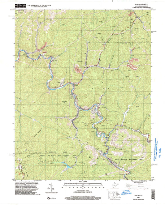 Classic USGS War West Virginia 7.5'x7.5' Topo Map Image