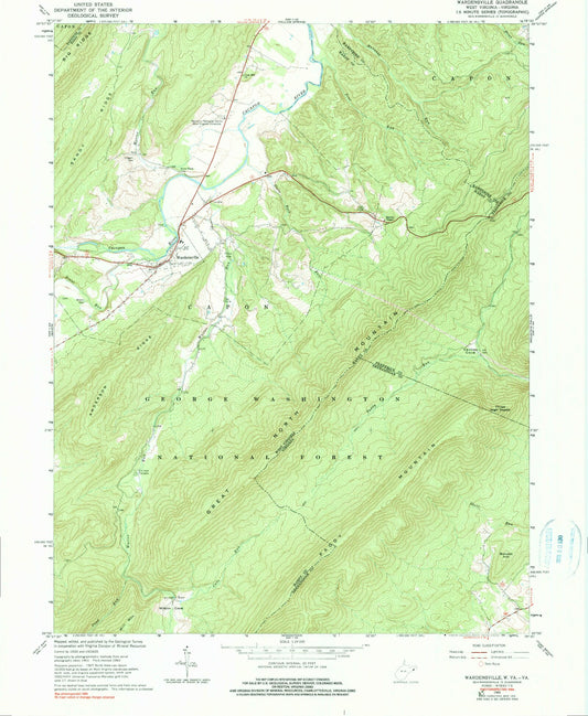 Classic USGS Wardensville West Virginia 7.5'x7.5' Topo Map Image