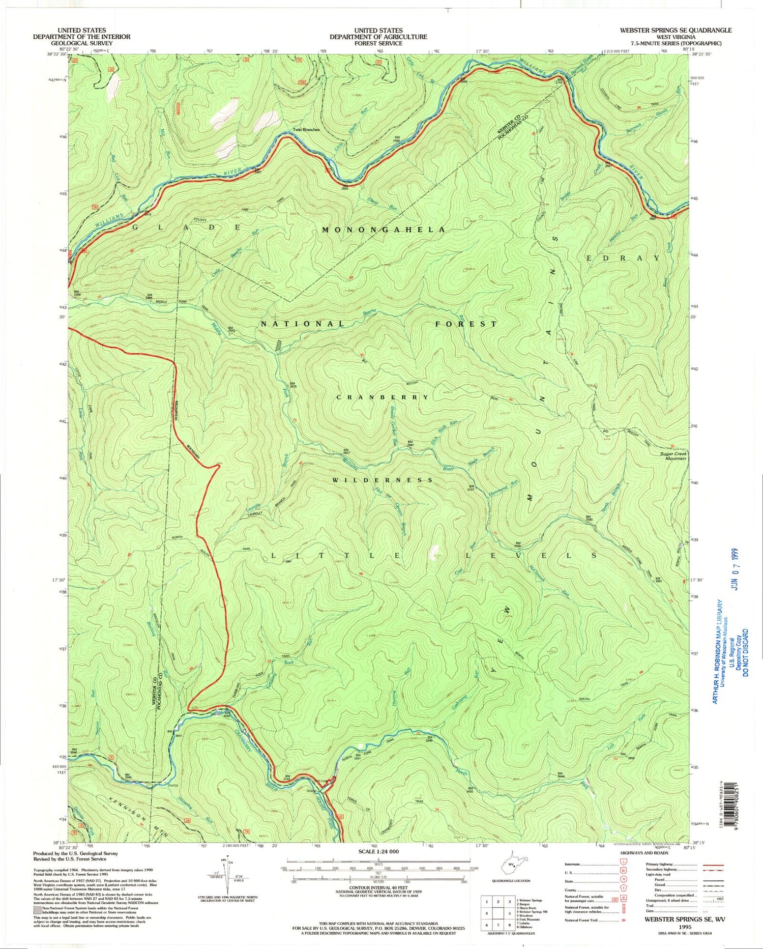 USGS Classic Webster Springs SE West Virginia 7.5'x7.5' Topo Map Image