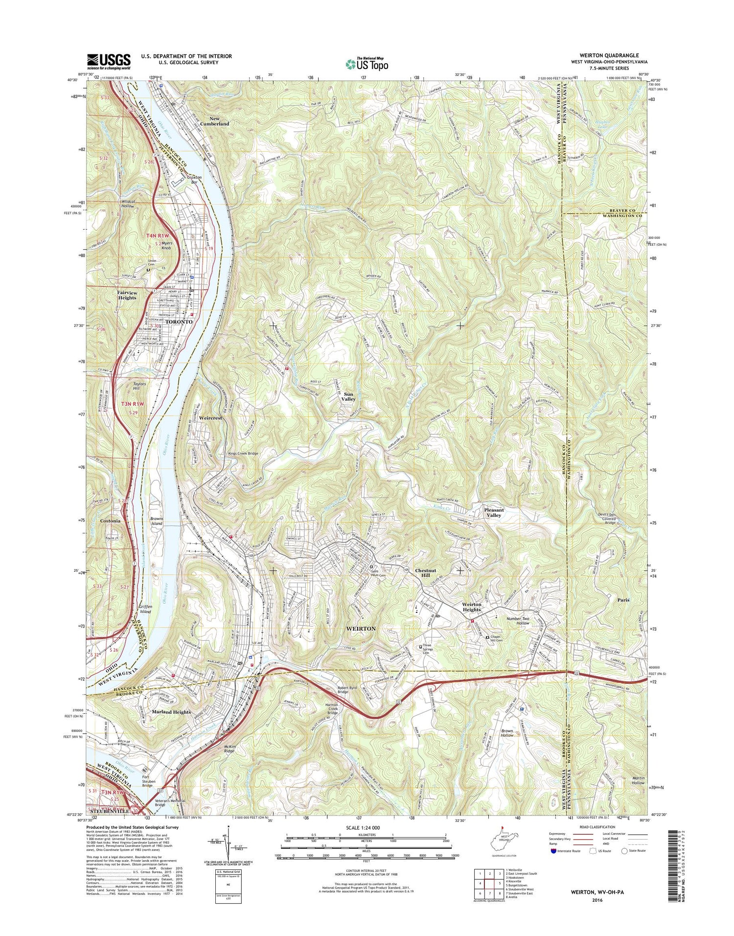 Weirton West Virginia US Topo Map Image