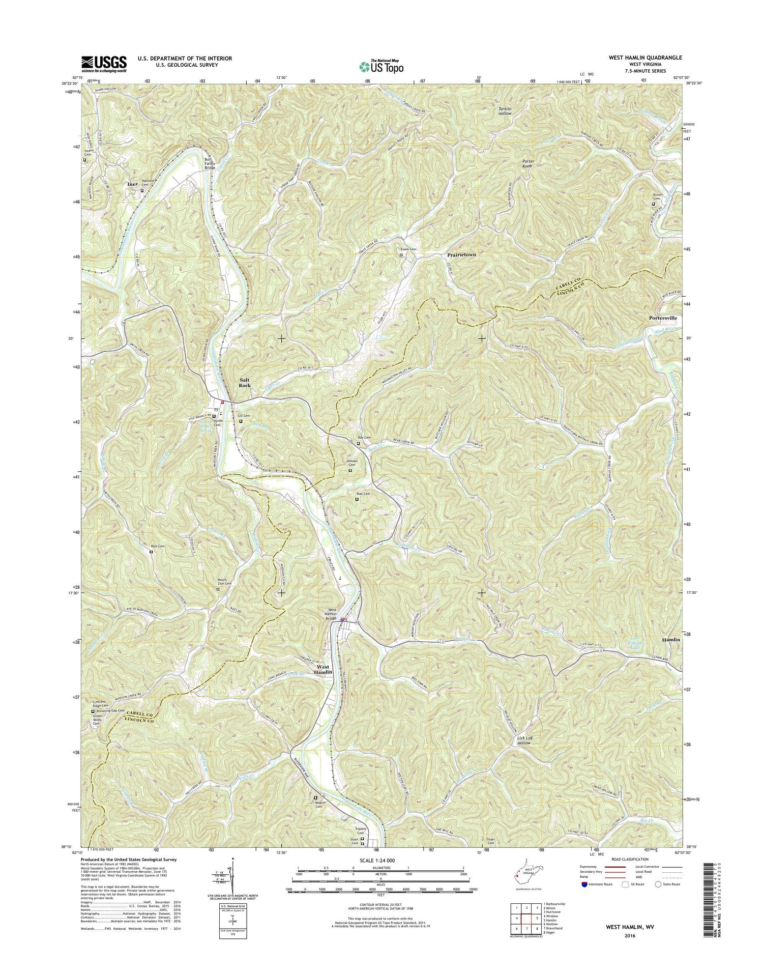 West Hamlin West Virginia US Topo Map Image