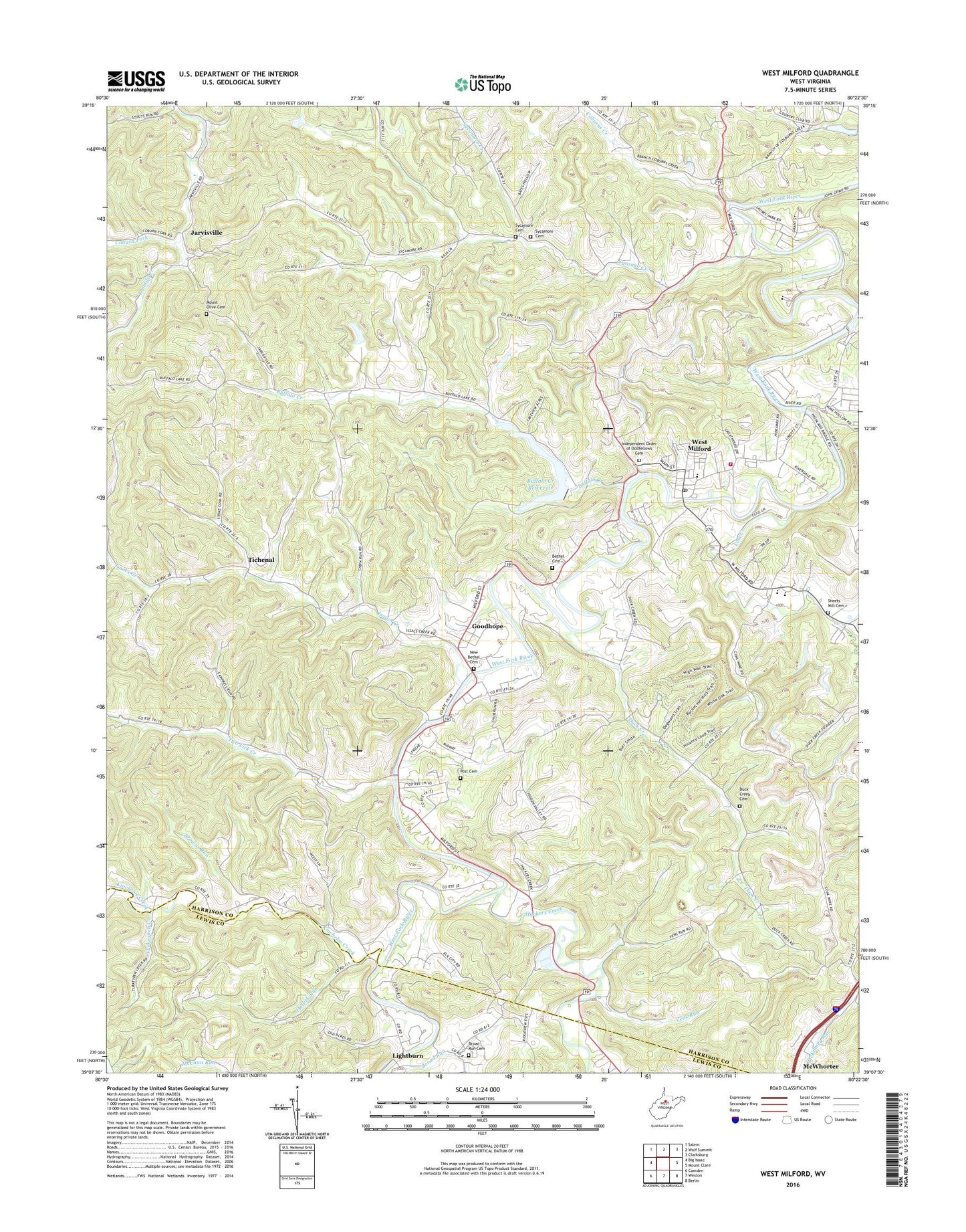 West Milford West Virginia US Topo Map Image