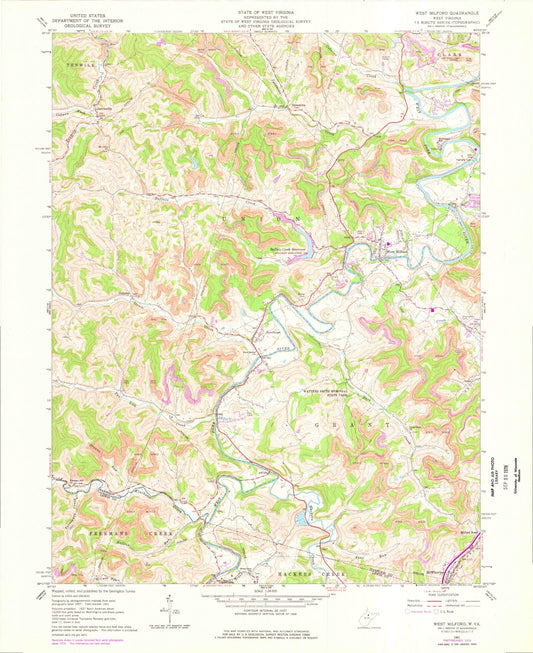 Classic USGS West Milford West Virginia 7.5'x7.5' Topo Map Image
