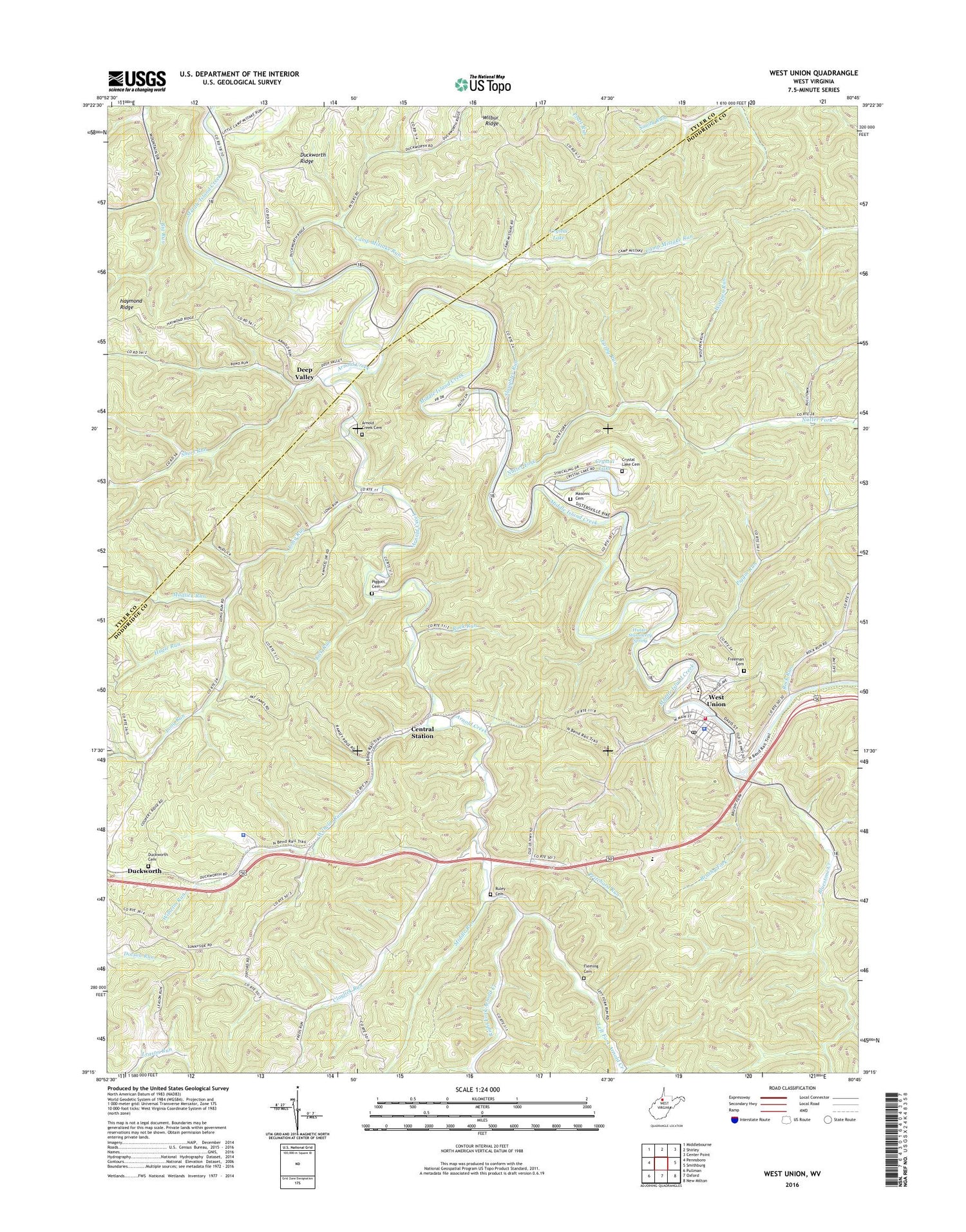 West Union West Virginia US Topo Map Image