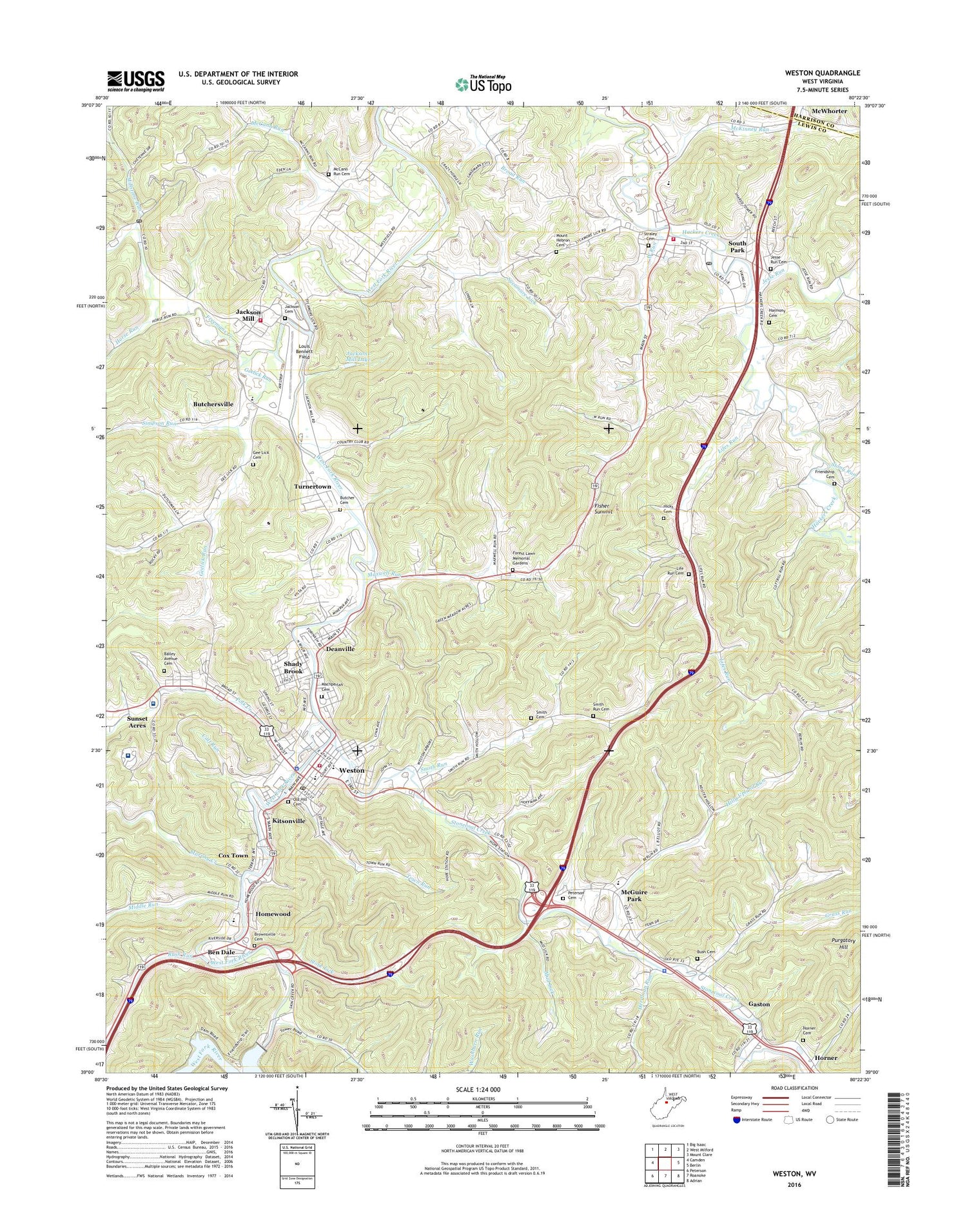 Weston West Virginia US Topo Map Image