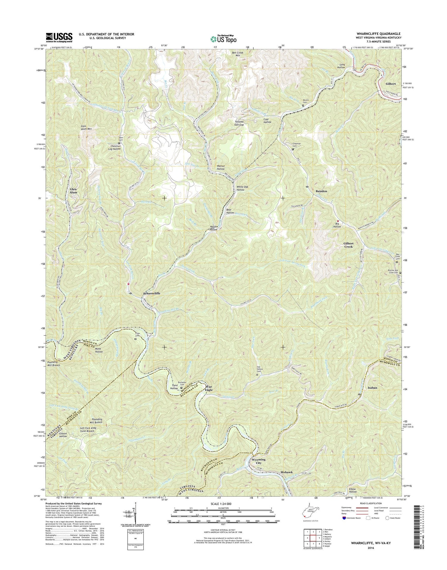 Wharncliffe West Virginia US Topo Map Image