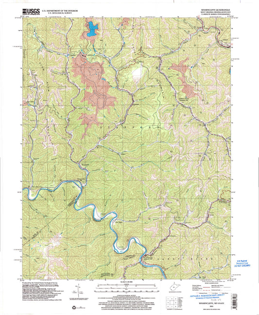 Classic USGS Wharncliffe West Virginia 7.5'x7.5' Topo Map Image