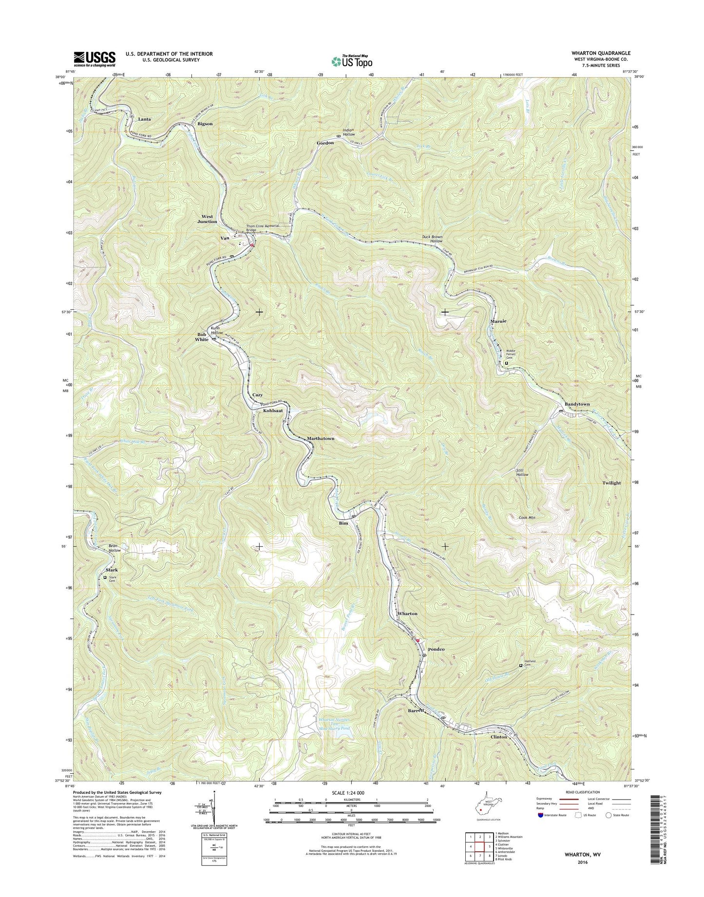 Wharton West Virginia US Topo Map Image