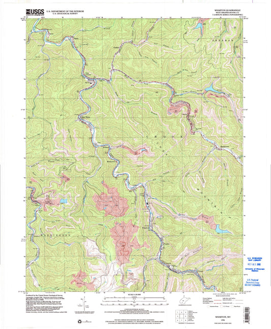 Classic USGS Wharton West Virginia 7.5'x7.5' Topo Map Image