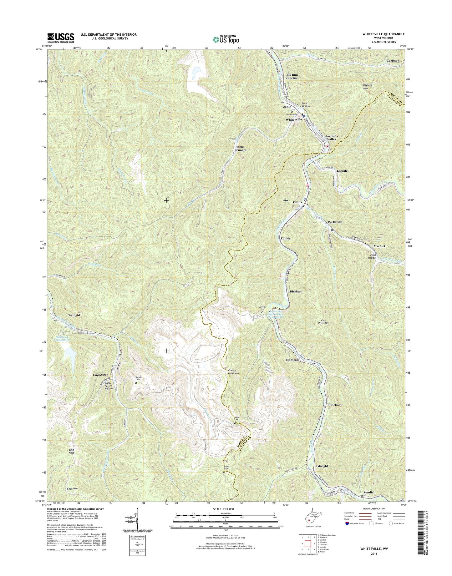 Whitesville West Virginia US Topo Map Image