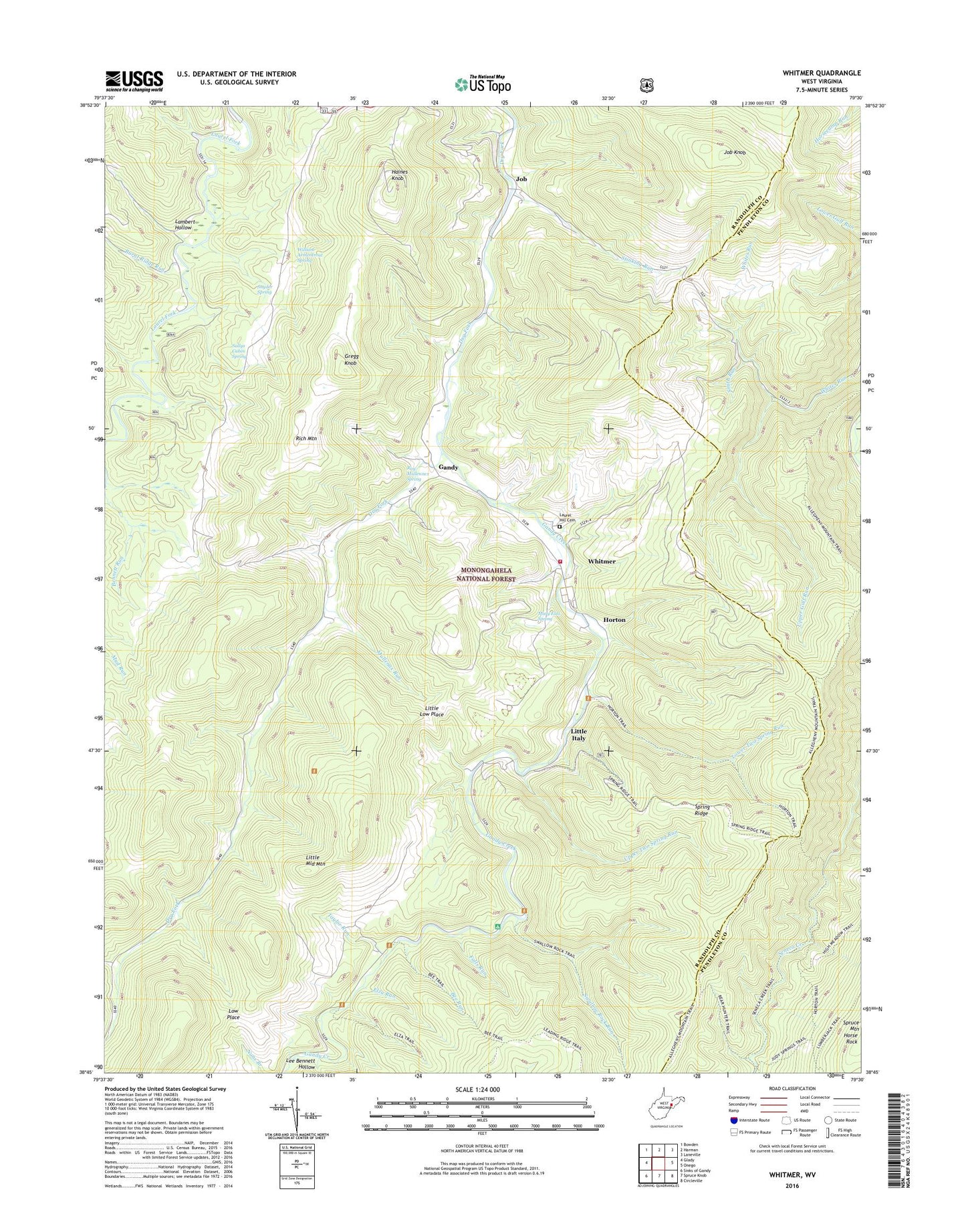 Whitmer West Virginia US Topo Map Image