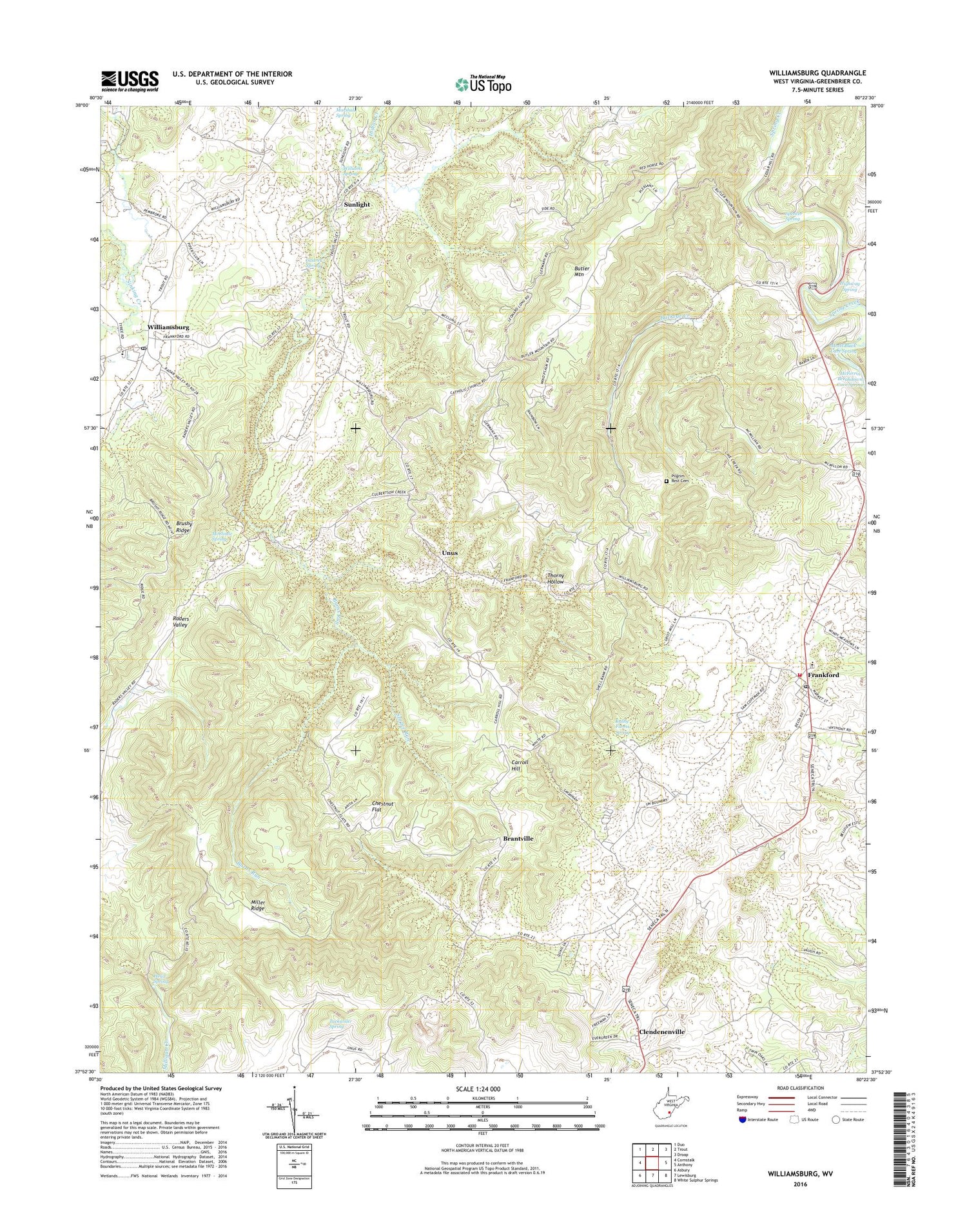 Williamsburg West Virginia US Topo Map Image