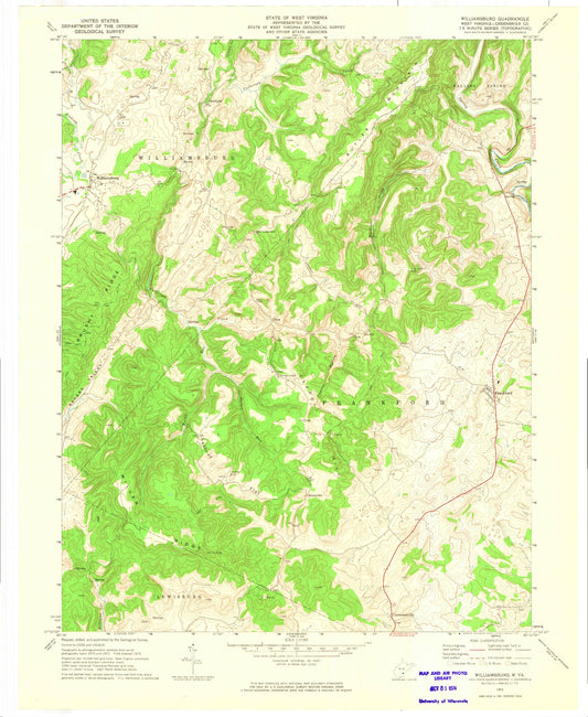 Classic USGS Williamsburg West Virginia 7.5'x7.5' Topo Map Image
